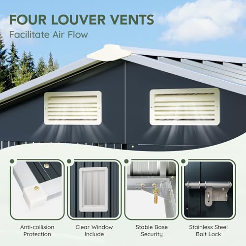 Image of Update Version 6x4 FT Outdoor Metal Storage Shed, Single Door, 1 Clear Window, Tool Shed for Garden, Patio, Backyard Brown