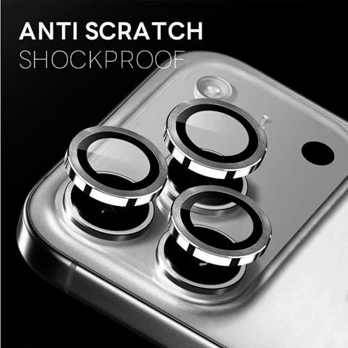 Image of amazon basics Camera Glass Lens Protector Ring for iPhone 17 Pro Case Friendly with Edge to Edge Coverage and Easy Installation (Gray)