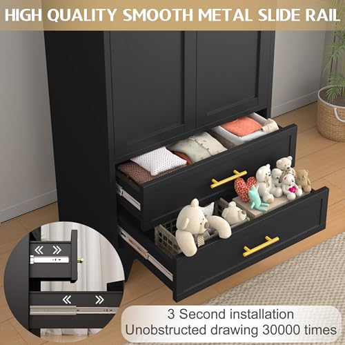 Image of GAIOUS Metal Wardrobe Cabinet with 2 Drawers, 71 inch Clothing Storage Cabinets
