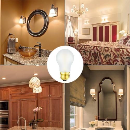 Image of Frosted E26 Edison Bulb A15 Light Bulb 6W Equal 60 watt Light Bulb Dimmable AC120V Warm 2700K E26 Led Bulb for Pendant,Chandeliers,Vanity,Wall sconces Edison Light Bulbs 60 Watt 600lm 6Pack