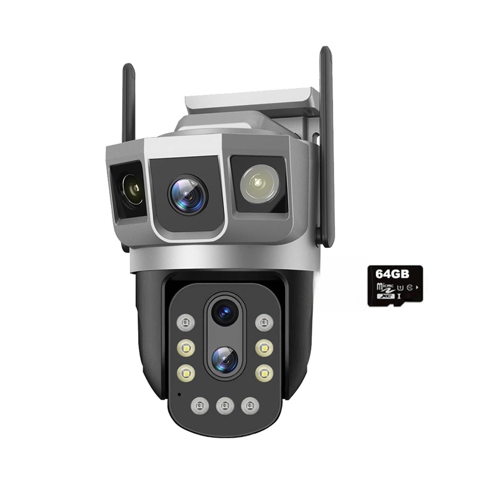 Cámara IP 4G WiFi de 2 MP con zoom 10x, monitor de seguridad inalámbrico y tarjeta de 64GB