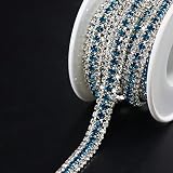Jerler 3 Rows 2 Yards Rhinestone Trim Close Chain for Crafts Wedding and Clothing Decorations (Acid