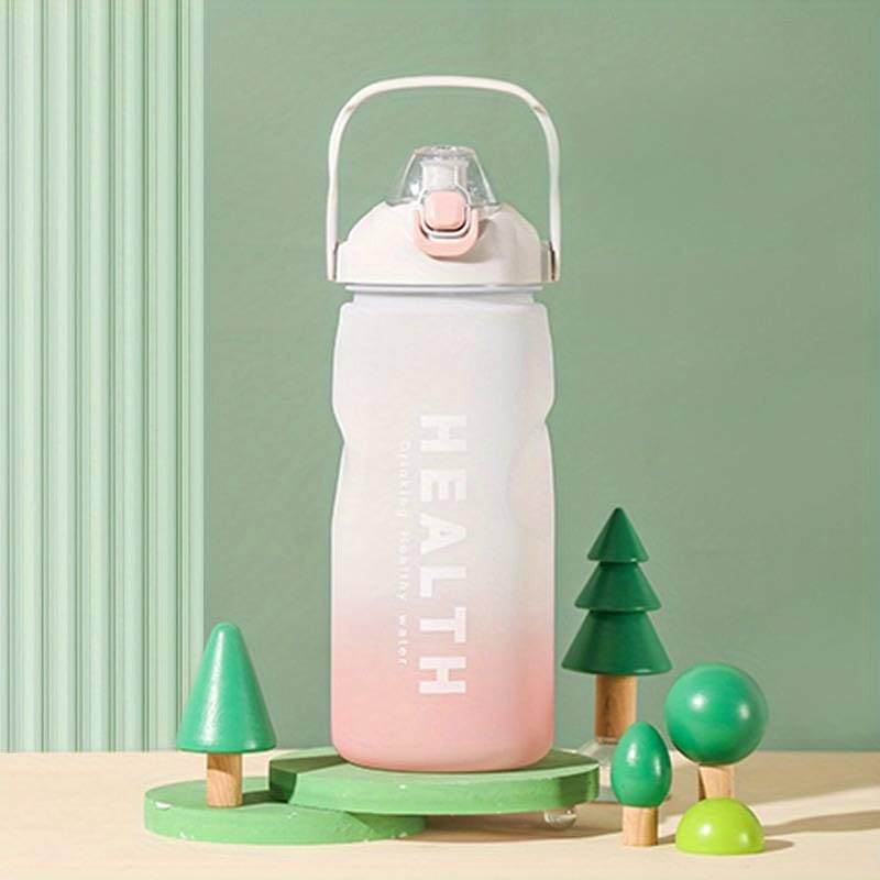 Image of 3.3 Liters Large Water Bottle With Straw & Handle, Sport Canteen Bottle With Time Marking, Leakproof Gym Water Bottle For Women & Men - Multicolor - Plastic (White)