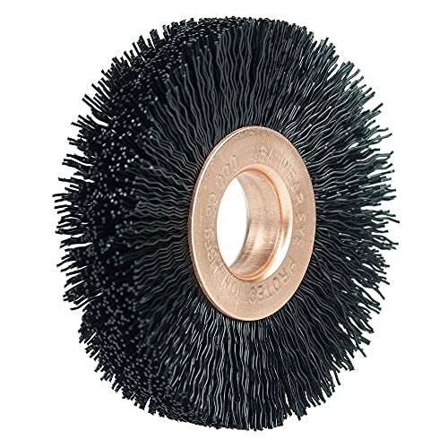 Image of Weiler 17223 2 inch Small Diameter Nylon Wheel Brush, .010 inch Crimped Black Nylon Fill, 1 /2 inch Arbor Hole, Made in The USA (Pack of 10)