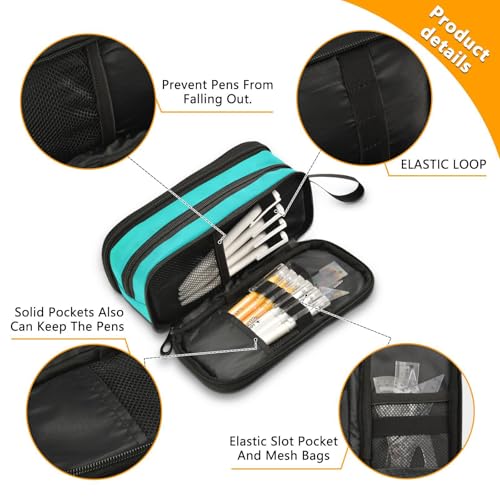 Image of Sea Turtle Teal Pencil Case Box Boys Girls Large Pencil Pouch with Zipper Compartments Big Capacity Stationery Pen Bag Organizer for Kids Teens Adults School Office