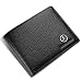 Genuine Leather Bifold Wallet with 3 Card Slots and ID Window For Mercedes Benz (Black, Mercedes Benz)