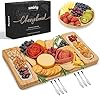 SMIRLY Bamboo Cheese Board Set - Large Wooden Charcuterie Boards - Unique Housewarming Gift - Appetizer & Cheese Platter, Meat and Cheese Tray, Wood Serving Board