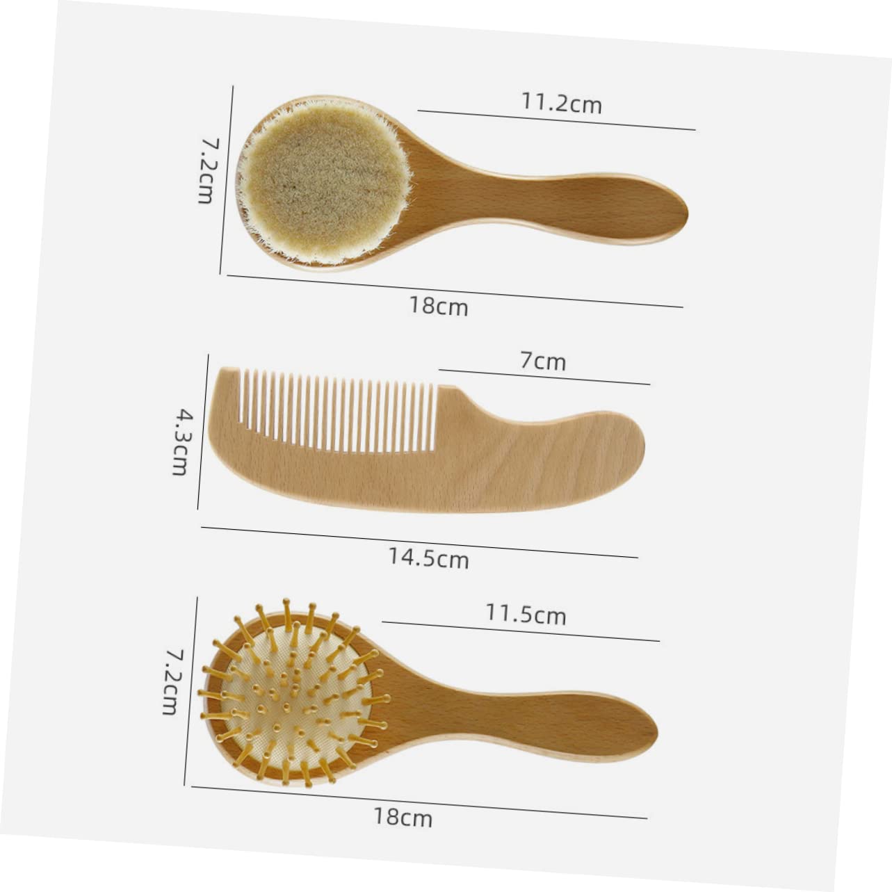 KESYOO Baby Massage Comb Set Soft Wool Brush Newborn Hair Brush Scalp Massager Newborns