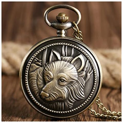 BMKIW Vintage Exquisite Display Quartz Pocket Watch Bronze Necklace Watch Pendant Pocket Clock Unisex Timepiece Cover