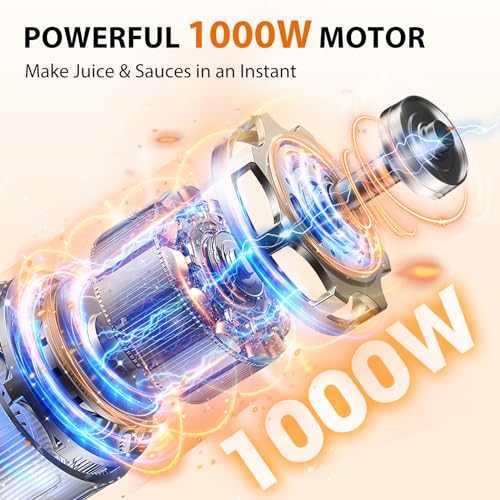 KOIOS Immersion Blender, 1000W Anti-scratch 3-in-1 Hand Blender, Upgraded 12 Speed Stainless Steel Blade Stick Blenders with Turbo Mode, Whisk and Milk Frother, Non-BPA image 3