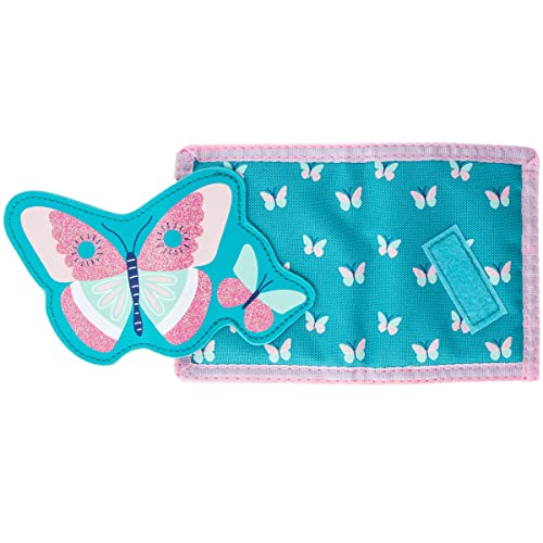 Image of Stephen Joseph, Kids Wallet, Tri-Fold Bi-Fold Wallet for Boys & Girls with Zipper Coin Pocket, Durable Polyester Small Wallet for Kids, Cute Designs for School & Travel, Butterfly Floral