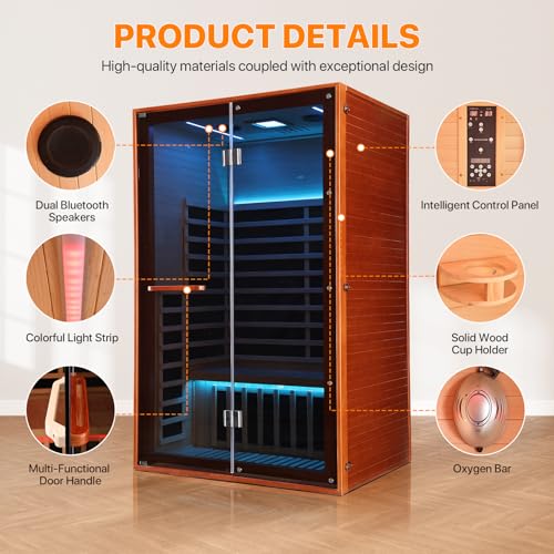 Image of OUTEXER Far Infrared Sauna 120V 20A for 2 Person Indoor Canadian Hemlock