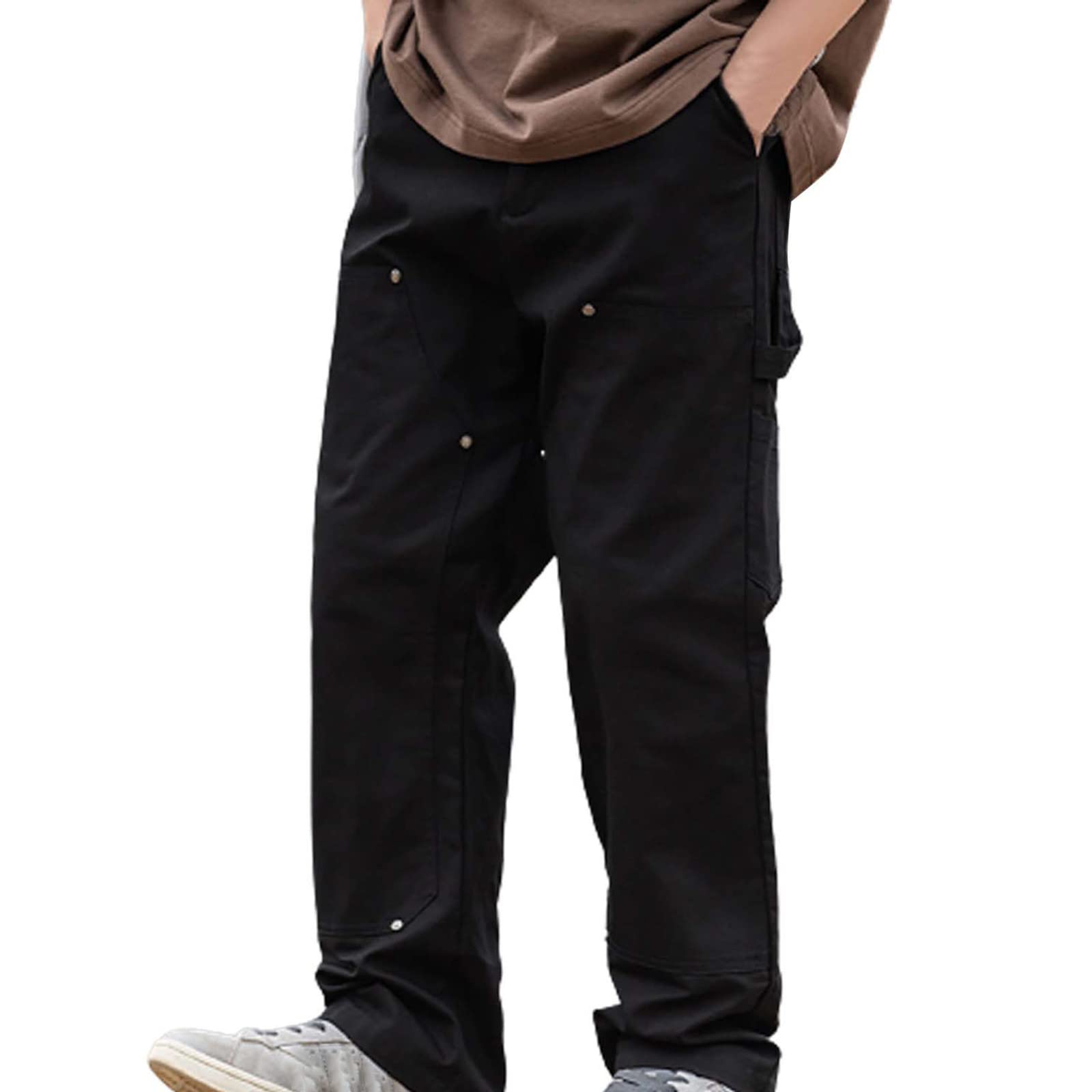 generisch Pantalones cargo para hombre, pantalones de chándal para hombre, cintura elástica con cordón, pantalones de chándal para hombre, con bolsillos, pantalones de cargo para hombre, pantalones de