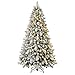 Home Heritage Cascade Quick Set 7 Ft Flocked Prelit Artificial Christmas Tree w/ 450 White & Color LED Lights, 923 PVC Foliage Tips, and Metal Stand