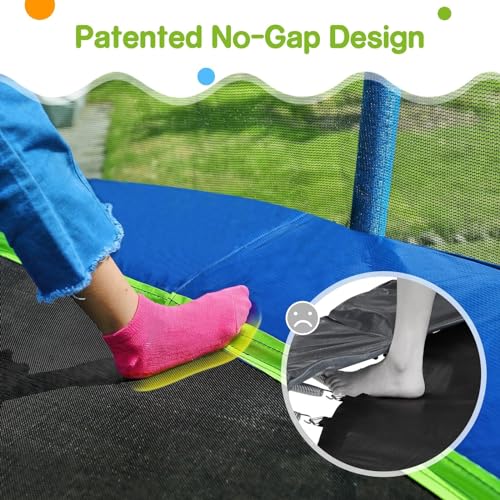 Zupapa 1800LBS Capacity No-Gap Design 16 15 14 12 10FT Trampoline with Safety Enclosure Net and Non-Slip Ladder 10-Year Quality Assurance Perfect for Kids Family Outdoor Backyard Fun - Thumbnail 3