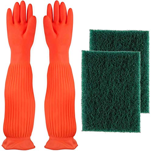 AroPaw Aquarium Cleaning Tools Set Includes Waterproof BPA Free Gloves, 2 Pack Algae Scraper Sponge Scrubber Pad, Aquarium Cleaner Fish Tank Cleaner