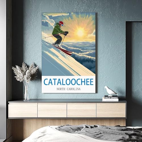 Impression toile Cataloochee poster voyage vintage affiche murale