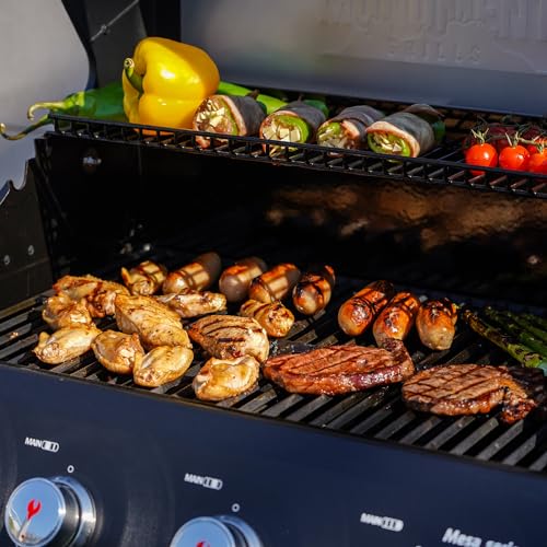 Image of Monument Grills Mesa Series, 4+1 Outdoor Barbecue Stainless Steel 4 Burners & 1 Side Burner Propane Gas Grill, 52,000 BTU Patio Garden Barbecue Grill with Knob Controls, Mesa425, Black