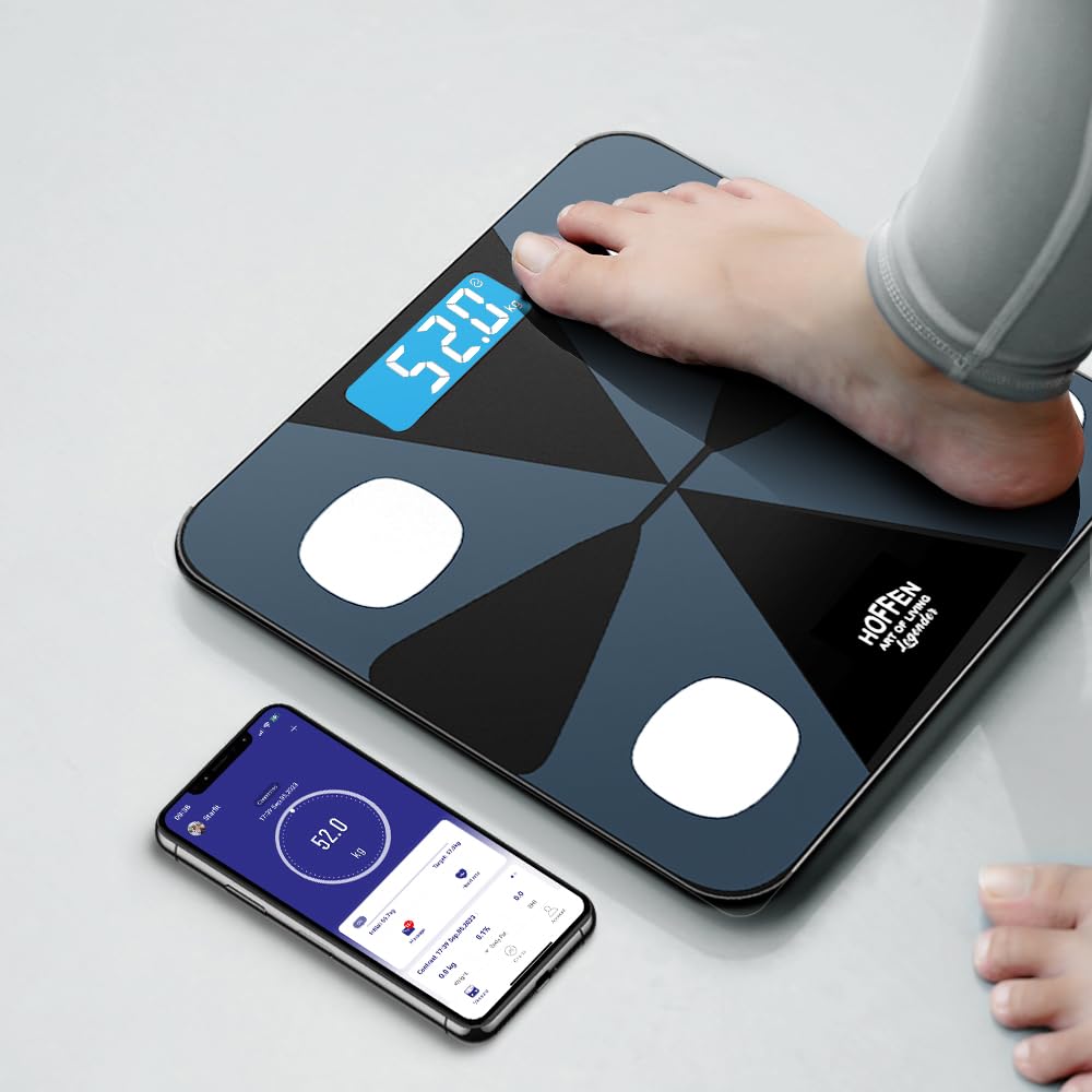 Hoffen HO19 Bluetooth BMI,BMR Weight Machine for Body Weight With 13 Essential Body Parameters | Body Composition | Free Bluetooth Mobile APP | Easy App Sync - 2 Years Warranty (Legender series) - Image 3 thumbnail