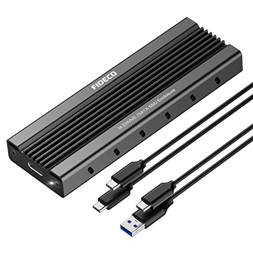 FIDECO M.2 NVME Externes SSD Gehäuse, PCIe USB 3.1, 10Gbps, Gen2 Festplattengehäuse Adapter, USB C-Festplatten-Caddy/Gehäuse für M.2 NVME SSD 2230/2242/2260/2280, UASP-Unterstützung