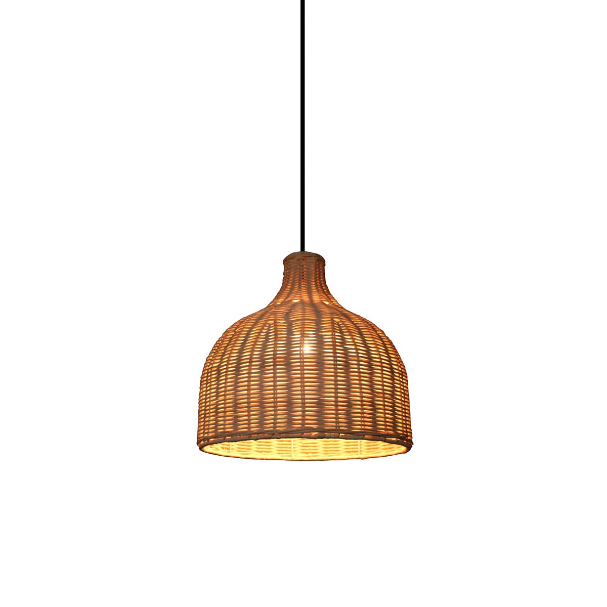 Wicker Pendant Ceiling Light Fixture 9.8in E27 Indoor Open Rattan