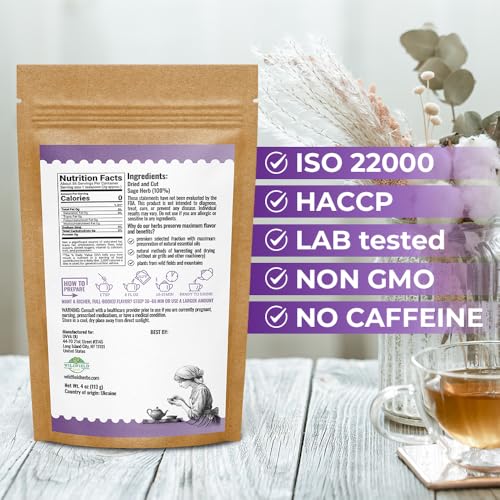 Image of 4 oz. Dried Sage Herb Herbs Tea (Salvia Officinalis) - 113g (4 oz) Herbal Tea Salvia Sage