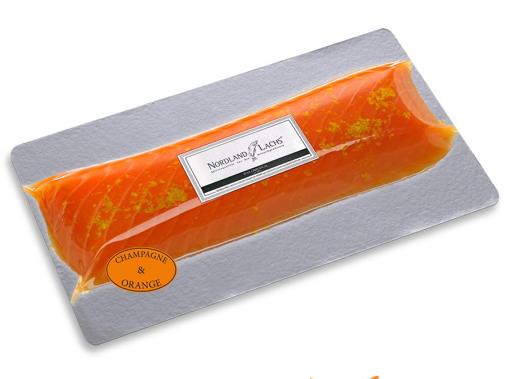 230g geräuchertes Lachs-Rückenfilet mit Champagner & Orange veredelt | das feinste Stück vom Nordland-Lachs Räucherlachs für Feinschemcker | Ultrapremium Filet Royal aus Schottland | Top Kühlversand