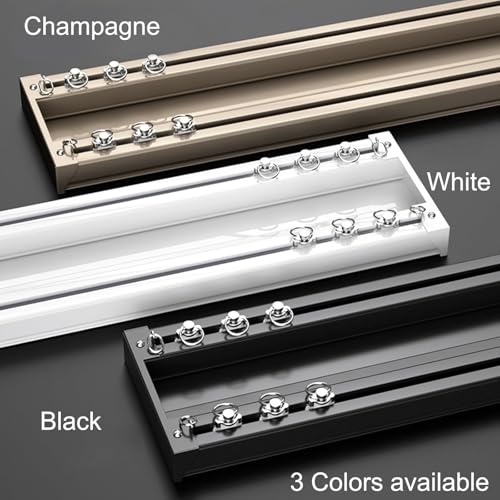 Miniatura 8 de 1m-7m Riel De Cortina Doble, Barra Curtain Track Techo Corredera De Aluminio Personalizable, Puede Colgar Cortinas Pesadas, Vía Recta Pista Para Pérgola, Cenador, Cortinas, Bañera White,1m