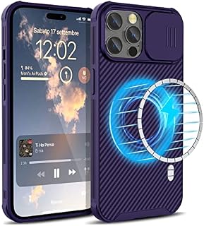 CloudValley Magnetic Case for iPhone 14 Pro Max Case with Slide Camera Cover, [Compatible with MagSafe] Shockproof TPU Bumper Protective Slim Case 6.7 inch 2022 - Purple