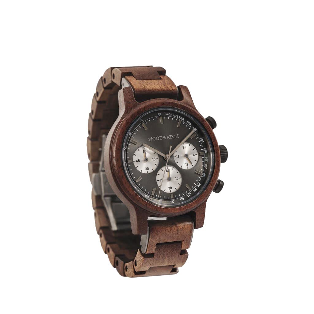 WoodWatch Chrono Slate | Reloj de Madera Hombre de Pulsera Premium for Man | Producto Eco Friendly, plantamos 1 árbol por Cada Reloj