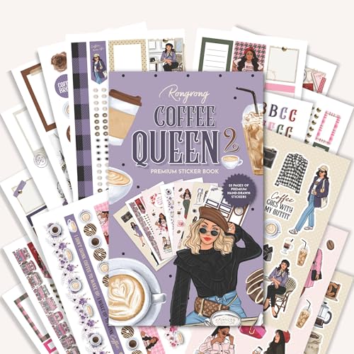 Rongrong Lot de 25 feuilles d'autocollants pour planificateurs, calendriers, journaux et projets – Qualité supérieure dessinés à la main, parfaits pour les amateurs de café et les reines du café –