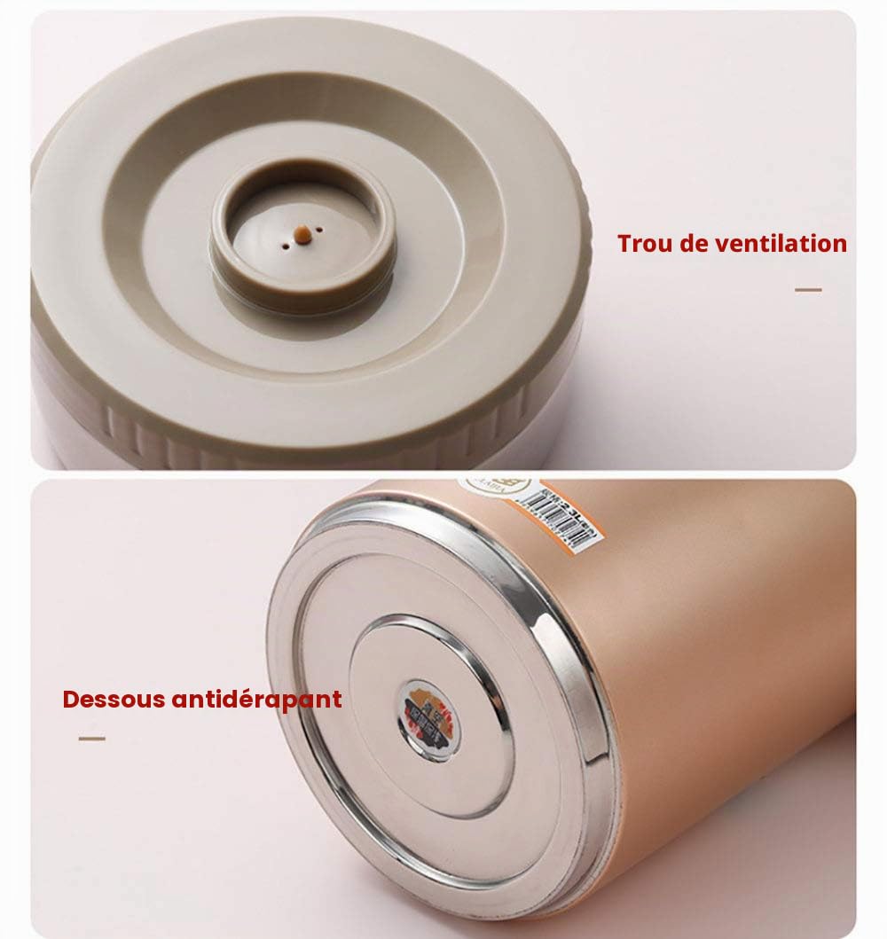 Genric 2.3L Boîte à déjeuner Isotherme en Acier Inoxydable, Boîtes Alimentaires Isothermes Repas Chaud, Bento Lunch Box pour Adultes, Thermos Alimentaire pour l'école, Voyages en Plein air,Silver