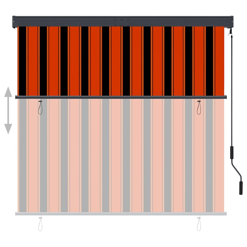 Store Roulant d'Extérieur Manuel 160x250 cm Orange et Marron, Volet Vertical pour Balcon Terrasse et Jardin, Store Vertical avec Manivelle et Coffre en Acier
