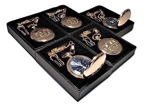5 Custom Engraved Pocket Watches, Gift Boxes Included, Stainless Chains, Engraving Included. Wedding Vintage Style Groomsmen, Best Man Gift Sets (Silver) #TOP3