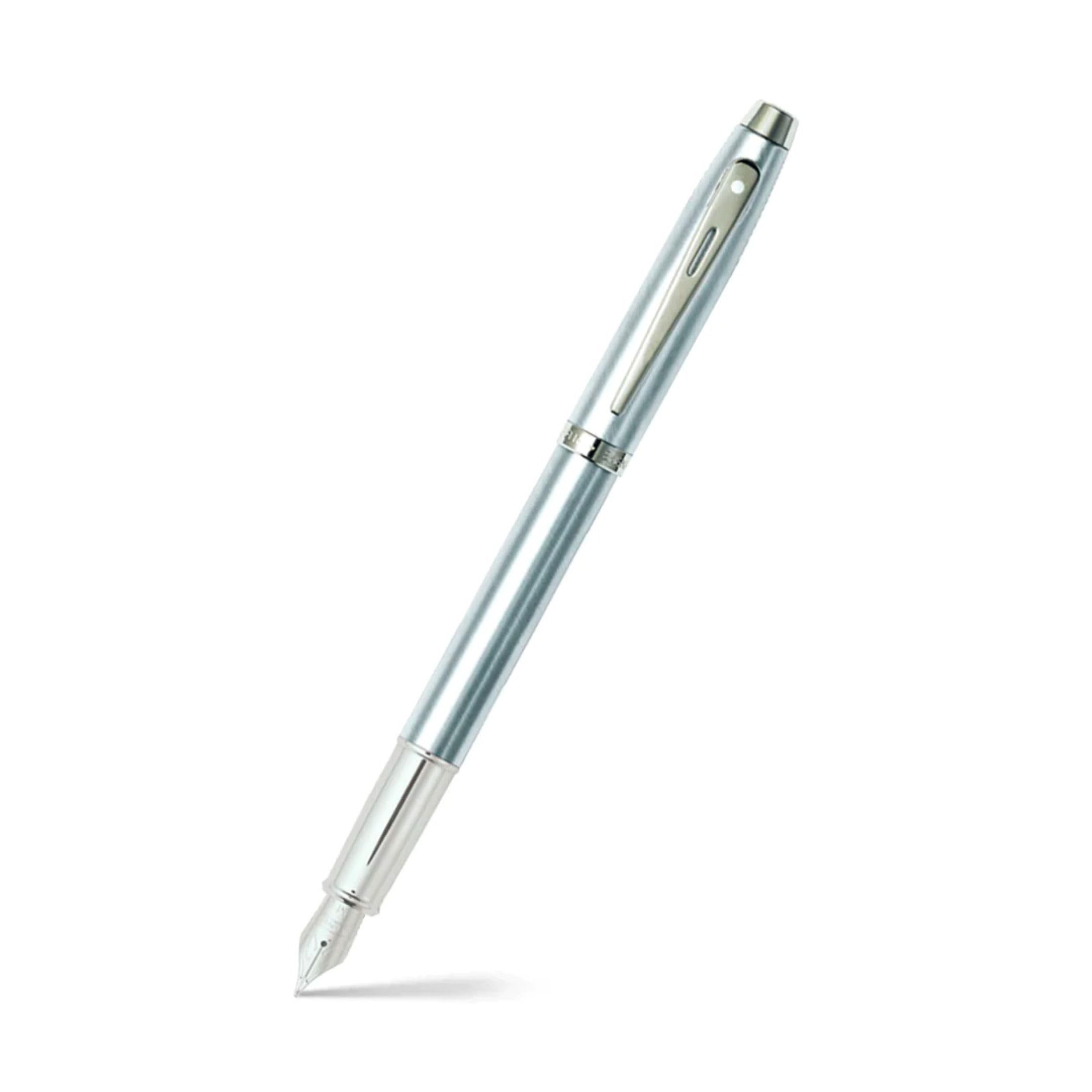 Sheaffer 100 gebürsteter Chrom-Füllfederhalter mit mittlerer Feder