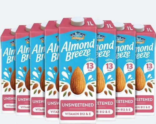 Blue Diamond Almond Breeze Unsweetened Almond Milk 8 x 1L