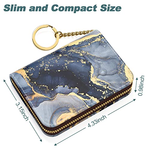 Image of Nipichsha Credit Card Holder, Small RFID Card Wallet for Women, Slim Leather Card Holder Wallet, Dark Grey Marble, 4.33 x 3.15 x 0.98 inches, Fashions