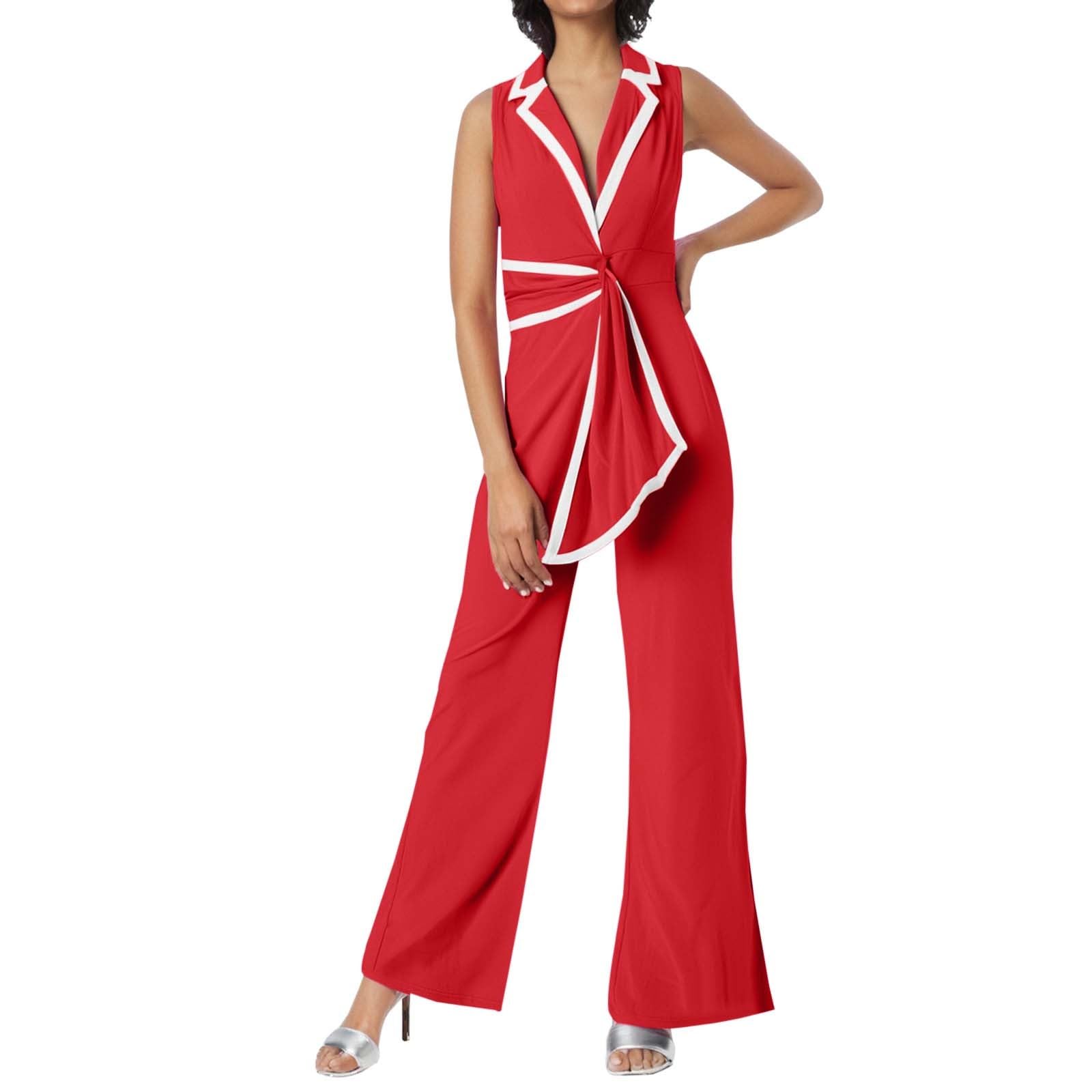 Jumpsuit Femme, Combinaison d'été décontractée sans manches coupe large idéale au quotidien la maison confortable élégante