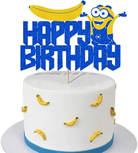 Amazon Glorymoment グリッター ハッピーバースデー ケーキトッパー ミニオンズ テーマパーティー ミニオン ケーキトッパー 子供 男の子 女の子 誕生日パーティー用 6 インチ X 4 53インチ 飾り トッピング材料 通販