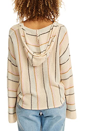 Billabong Women's Bonfire Hooded Baja Pullover Sweater, Whitecap, Small #TOP4