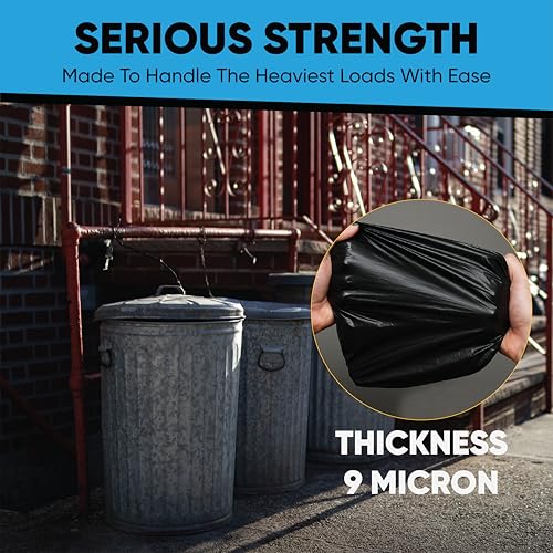 Image of Black 13 Gallon Trash Bags - Bulk 1020 Count - Tall Kitchen Garbage Bags - 13 Gal Unscented Plastic Can Liners for Bathroom, Office, Janitorial, Commercial, Industrial, Municipal - Drawstring-Free