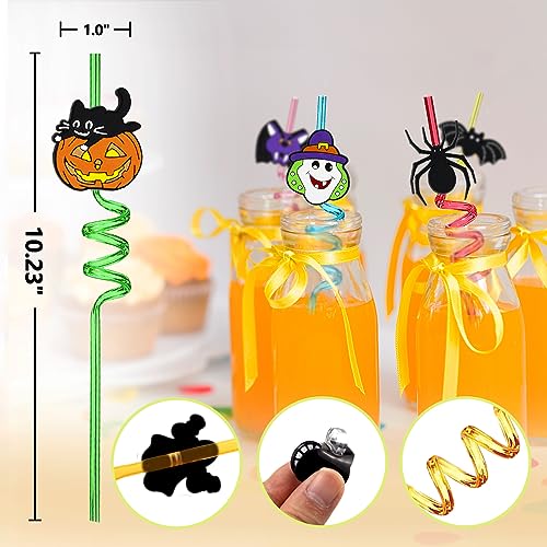 24 pitillos Halloween rizados reutilizables 8 diseños miniatura 2
