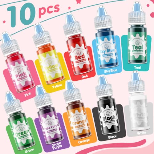 Image of Food Coloring 10x6ml Set for Baking Cake Halloween Fondant