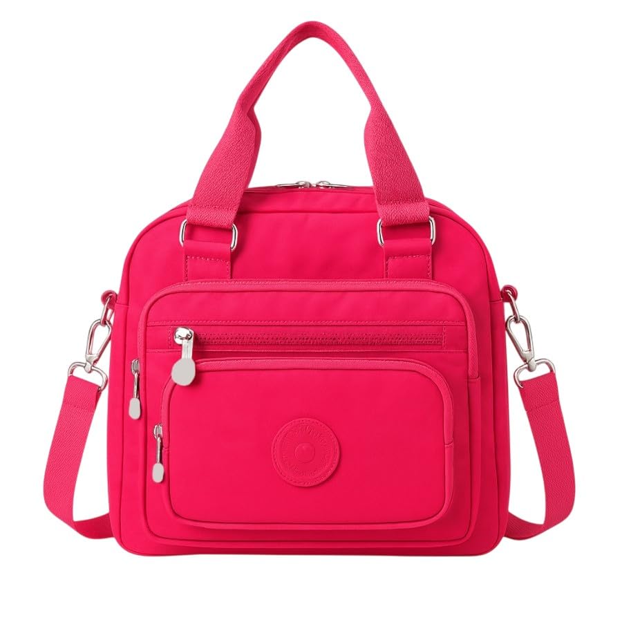 Mochila Bolsa Feminina Casual, shower bag transversal, Ajustável, Resistente à Água, para Escola, Trabalho e Passeios (Pink)