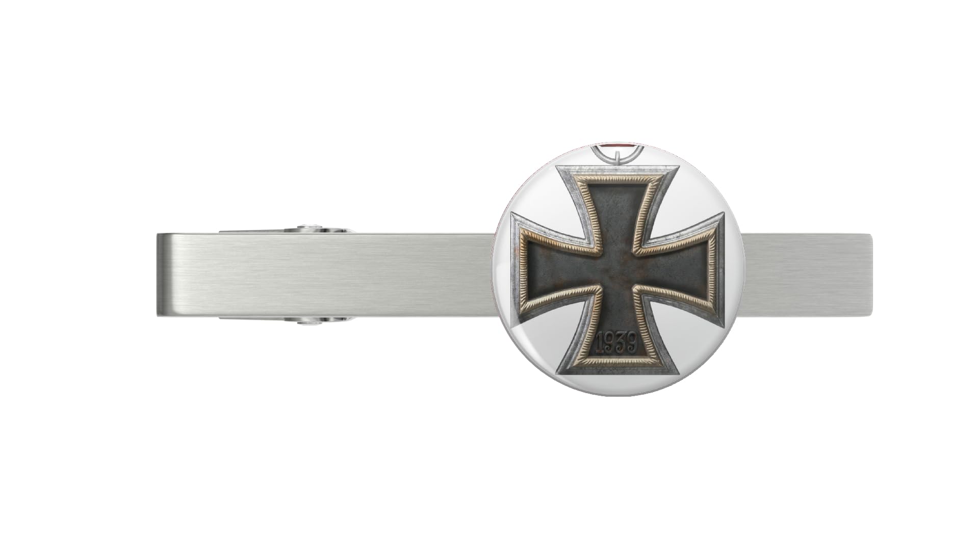 Iron Cross Second Class With Ribbon - Eisernes Kreuz Silver Tie Clip Tie Bar Veteran Gift