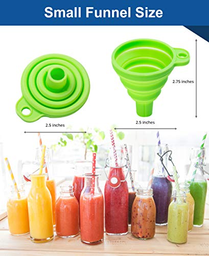 Kitchen Collapsible, 4 Flexible Silicone Funnels, Large And Small Funnel Set, For Oil, Food And Water Bottles, Bpa-Free + Brush And Recipes E-Book | By Lebice (4 Colors) #TOP4
