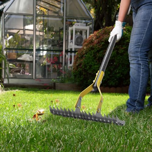Rastrillo para jardín de acero con mango ajustable de 56 pulg. miniatura 5