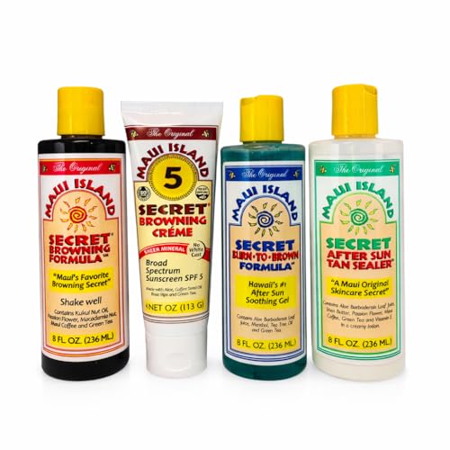 Maui Island Secret Original Formula Tanning Kit Dark Tan Accelerator Extender Lotion Aloe Gel for Outdoor Tannning