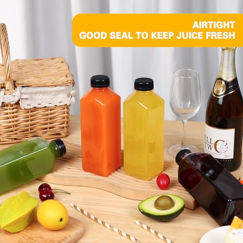 Moretoes 6pcs 23oz Plastic Juice Bottles with Caps, Clear Empty Reusable Water Bottles, Disposable Beverage Containers Bulk for Juicing Smoothies Turmeric Juice Milk and Other Beverages by Moretoes - Image 6