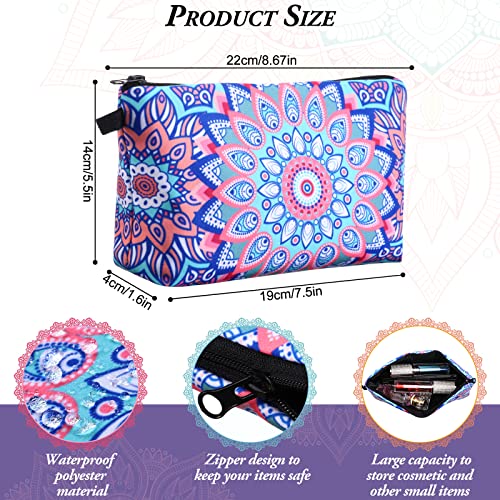 Dunzy 16 Pcs Makeup Bags Bulk Graduation Gift Cosmetic Bag Makeup with Zipper Pouch Waterproof Portable Travel Toiletry for Women Teacher Birthday Thanksgiving Christmas Gifts (Mandala)2
